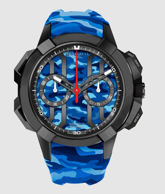 Review Jacob & Co EPIC X CHRONO 44MM CAMO BLUE & BLACK EC430.21.AD.AD.ABRUA Replica watch